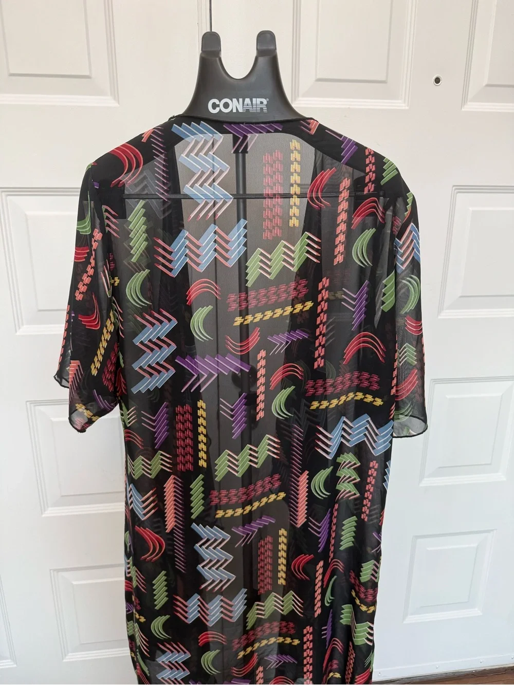 Sheer Black Geometric Patterned Wrap - Multi Color